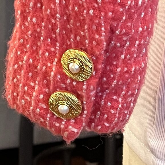 VTG Doncaster Women's Pink Tweed Wool Crop Blazer Jacket Size 14 Shrunk fits M L - Picture 7 of 14